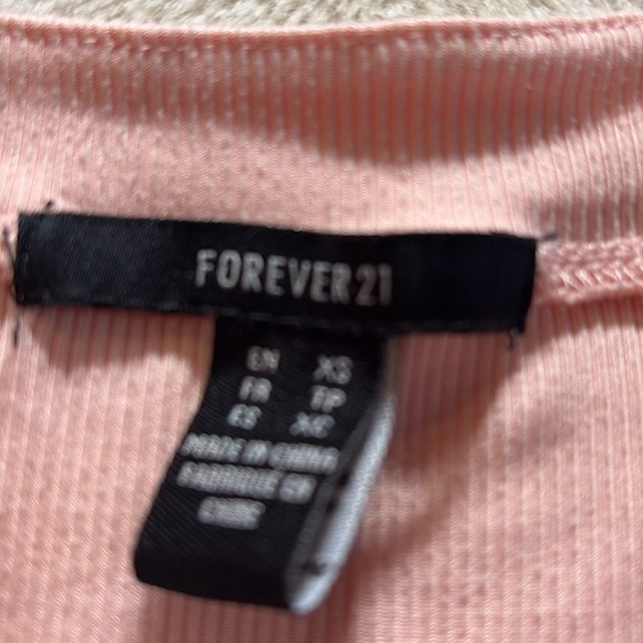 Forever 21 Pink Lace Trim Baby Tee | Y2K Button Front Crop Top XS - Picture 2 of 5